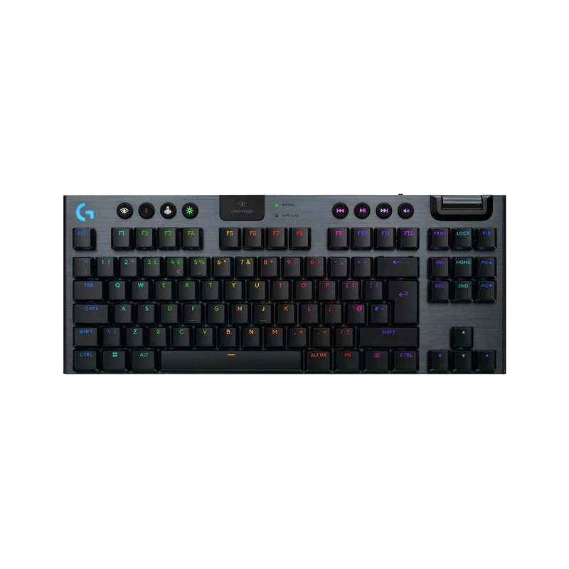 Logitech G G915 X LIGHTSPEED TKL Low-Profile Wireless Gaming Keyboard, Double-Shot PBT Keycaps, Fully Programmable Keys, RGB Backlighting, GL Brown Tactile - PC/Mac, QWERTY UK Layout - Black