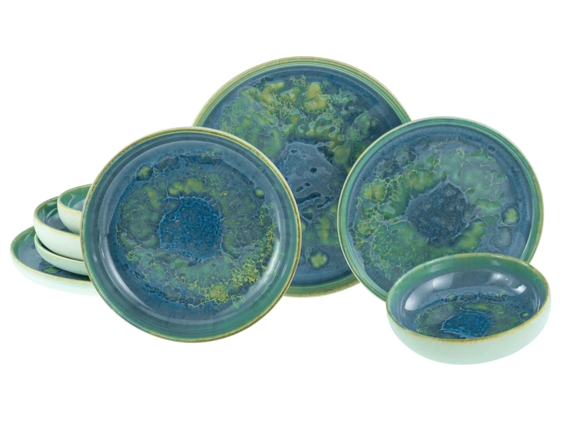 CreaTable, 22447, Yuki Series, 8-Piece Crockery Set for 2 People, Plate Set Made of Stoneware, Dishwasher and Microwave Safe, Made in Portugal