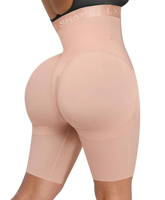 SHAPELLX Shapewear For Women Tummy Control High Waisted Body Shaper Shorts Butt Lifting Shapewear Higher Power Panties, A5-drak Beige, Medium