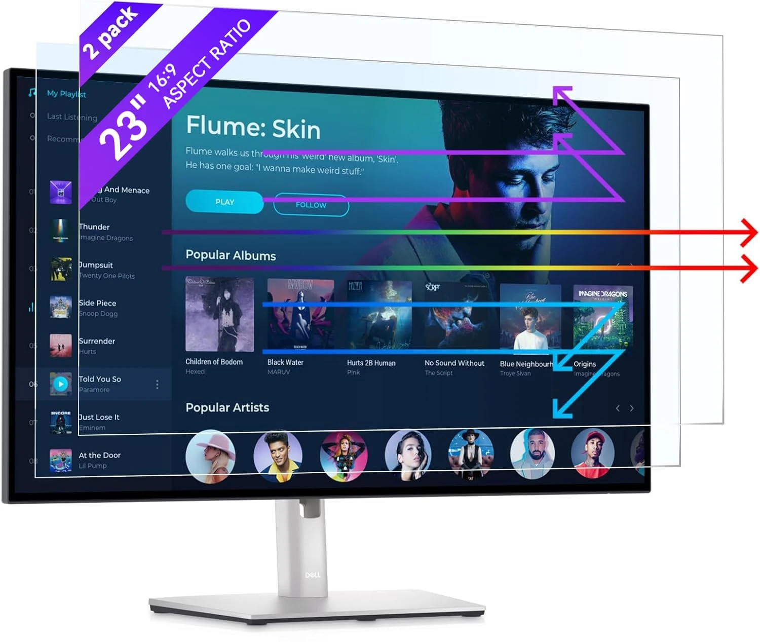 IPROKKO 2 Pack 23 Inch Anti Blue Light Screen Protector for Computer Monitor, Removable 16:9 Aspect Ratio, 23" Anti UV Anti Glare and Blue Light Filter