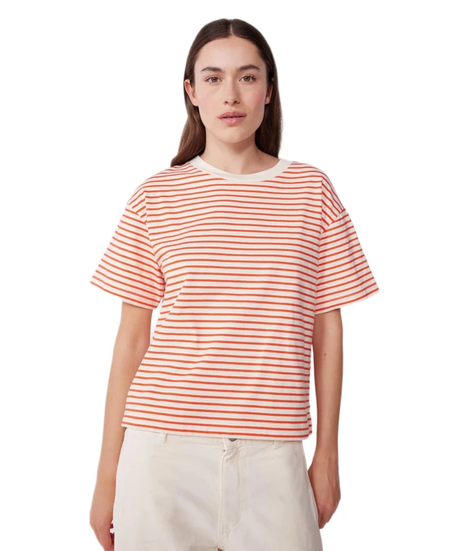 Petit Bateau Women’s A0d3k Short Sleeve T-Shirt, Avalanche/Spicy, XS