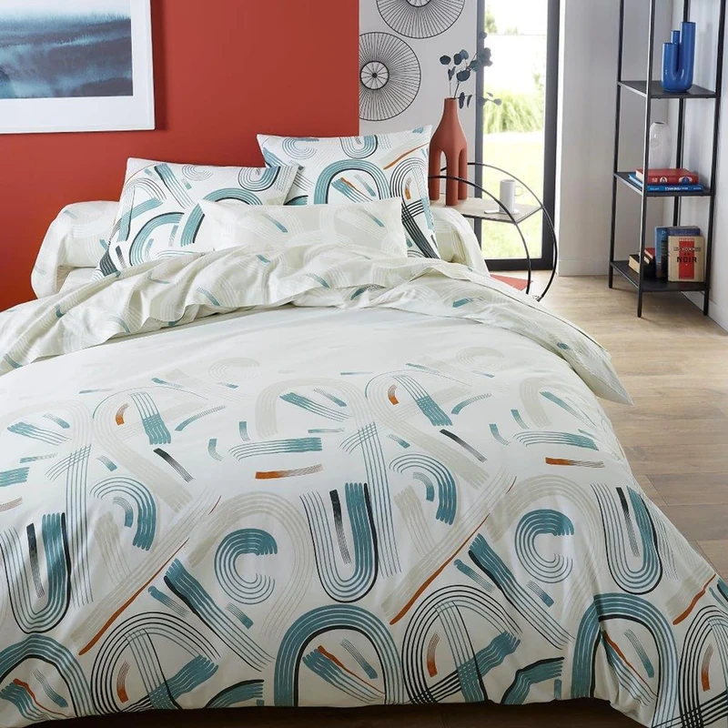 Printed Cotton Duvet Cover, Made in France, Gabin, 260 x 240 cm, Origin