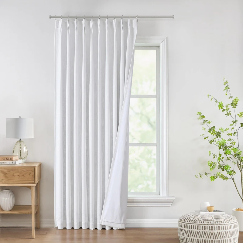 WEST LAKE White Bailey Pinch Pleat Blackout Curtains for Bedroom Living Room,95 Inches Length Thermal Insulated Drapes with Liner,8 FT Modern Window Treatment with Back Tabs Hooks,60" Wx95 L,1 Panel