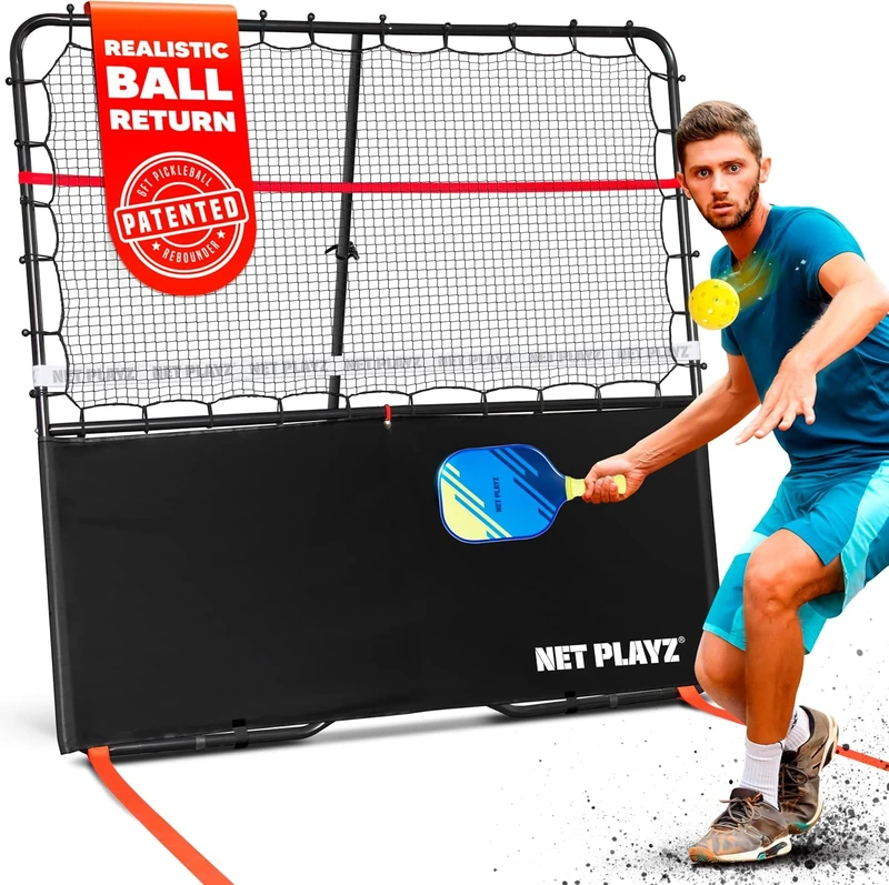 Pickleball-Specific Trainer Rebound Net,Perfect Your Forehands Backhands Dinks Volleys Accuracy Coordination Kitchen Control | Pickleball Training Equipment Aid - Adjustable Angle,Easy Setup & Storage