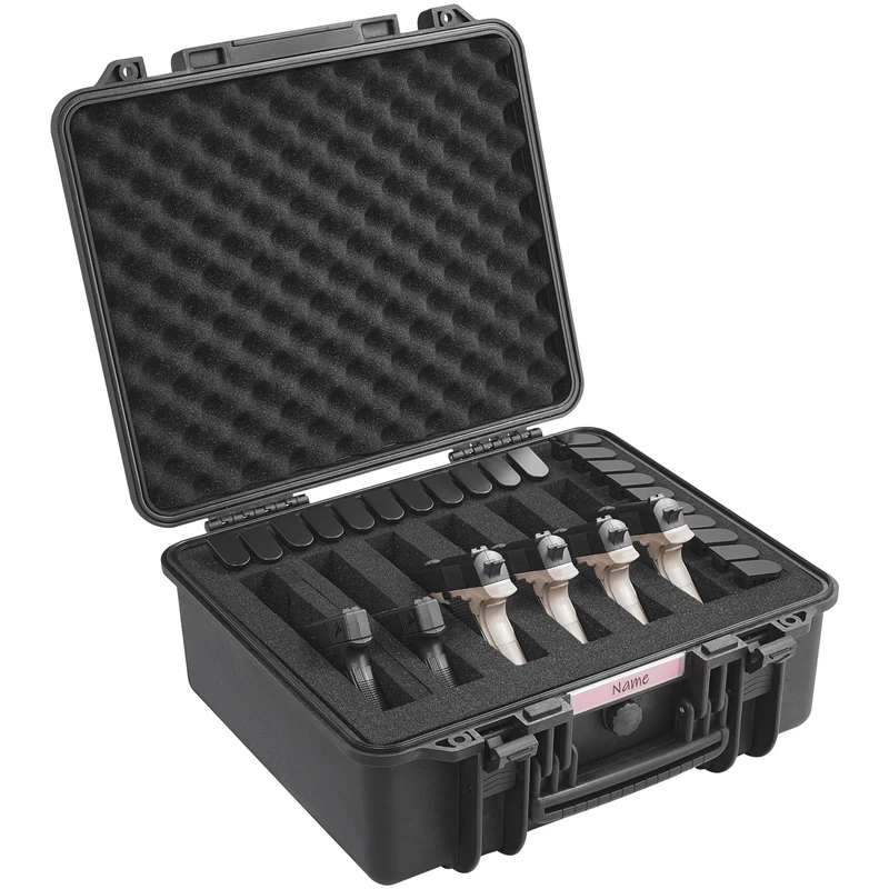 VEVOR Hard Pistol Cases with Pre-Cut Lining, Waterproof & Dustproof Hard Gun Case for 5 Pistol, 18.9×16.3×8.5 in Lockable Pistol Case, Black