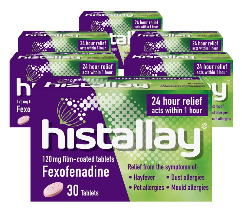 Histallay Hayfever & Allergy Relief Tablets, 180 Tablets, 120mg Fexofenadine, Antihistamine, 24hr Relief Acts Within 1hr, Relieves Hayfever, Pet, Dust and Mould Allergies (6 Month Supply)