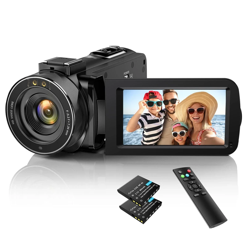 IXNAIQY Video Camera FHD 1080P 36MP 30FPS Camcorder for YouTube, Video Camera Camcorder with IR Night Vision 16X Digital Zoom 3.0'' 270 Degree Rotation IPS Screen Vlogging Camera Recorder