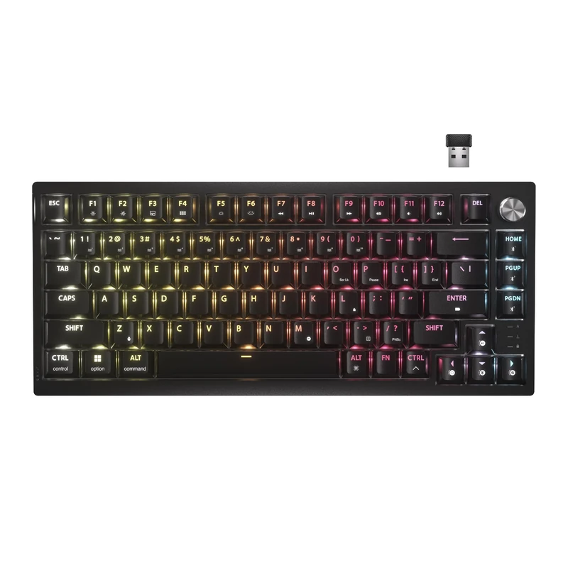 Corsair K65 PLUS WIRELESS 75% RGB Hot-Swappable Mechanical Gaming Keyboard – Pre-lubricated Tactile MLX Fusion Switches – Two Layers Noise Reduction – PBT Keycaps – QWERTY NA – Black