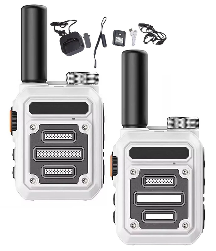 THUCHENYUC Unlimited Range Walkie Talkie, Waterproof Shock Resistant Walkie-Talkies Rechargeable Long Range Walkie-Talkies No Fees Calls Mini Walkie Talkie(White,2pcs)