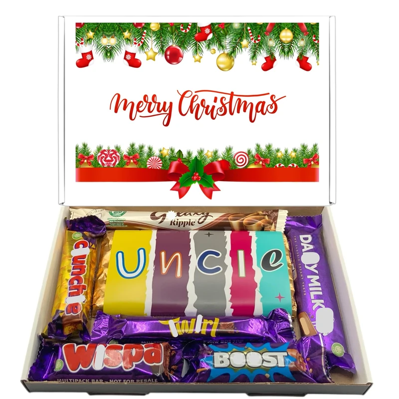 UNCLE Christmas Chocolate Box Christmas Hamper for Uncle For Him Letterbox Friendly Chocolate Lovers Gift Hamper