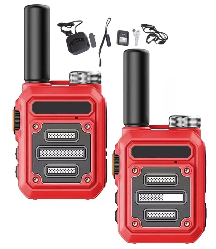 THUCHENYUC Unlimited Range Walkie Talkie, Waterproof Shock Resistant Walkie-Talkies Rechargeable Long Range Walkie-Talkies No Fees Calls Mini Walkie Talkie(Red,2pcs)