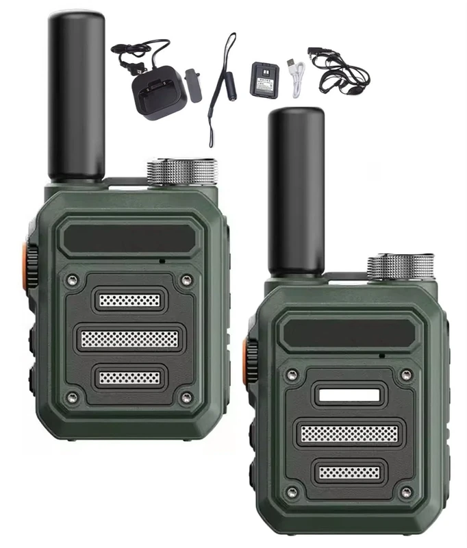 THUCHENYUC Unlimited Range Walkie Talkie, Waterproof Shock Resistant Walkie-Talkies Rechargeable Long Range Walkie-Talkies No Fees Calls Mini Walkie Talkie(Grün,2pcs)