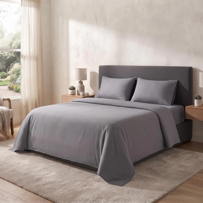 osama home Guzzini Botanical Double Bed Set Double Bed Sheets 100% Organic Cotton 240 x 280 cm + Double Fitted Sheet 180 x 200 cm + 2 Pillow Cases Bed 50 x 80 cm