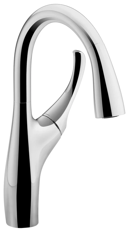 JACOB DELAFON Suzanne E72511-CP Kitchen Tap with Pull-Out Shower Spout 360° Swivel Spout 2 Anti-Limescale Jets Water Saving