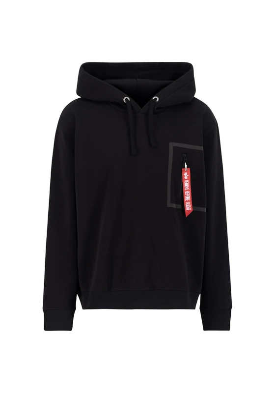Alpha Industries Men's Taped Pocket Hoody, Black, M