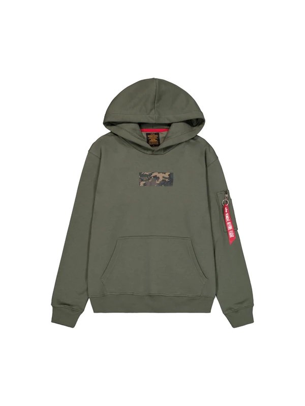 Alpha Industries Men's Camo Panel Hoody, Dark Olive, M