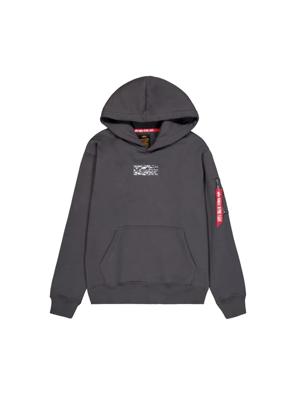 Alpha Industries Men's Metal Plate Hoody, Vintage Grey, L