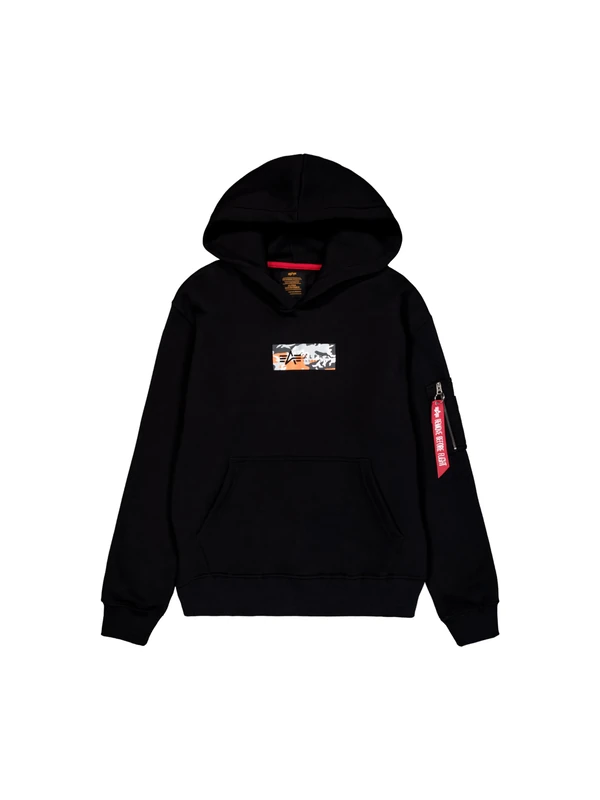 Alpha Industries Men's Camo Panel Hoody, Black, M