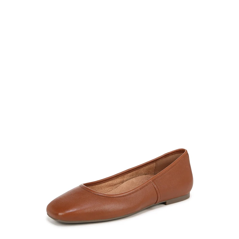 Vionic Womens Orinda Ballet Flat - Tan Calf Leather - Wide Fit