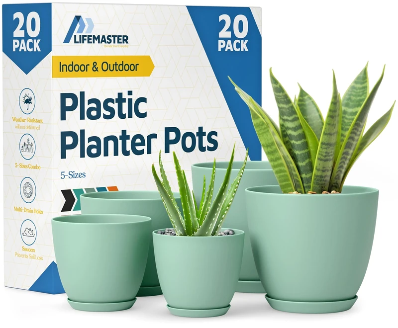 Lifemaster Plant Pot, Mint, Pack of 20
