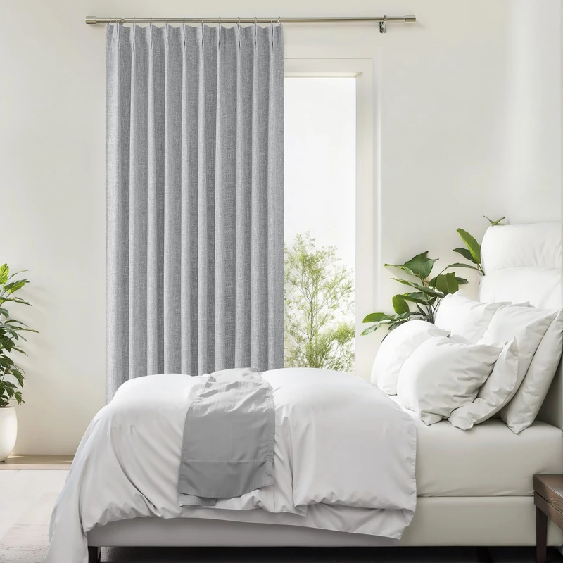 Central Park Grey Pinch Pleat Blackout Curtain Panel with Hook, 60"Wx95"Lx2