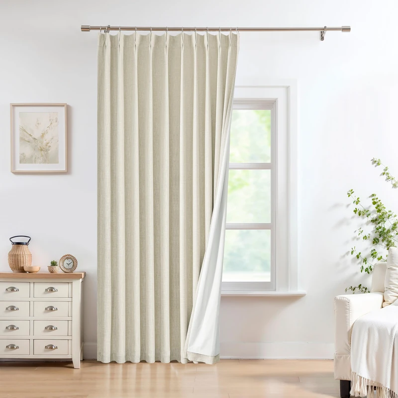 Central Park Sand Pinch Pleat Blackout Curtain Panel with Hooks, 60"x108"x1
