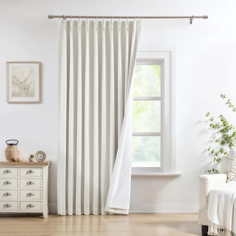 Natural Pinch Pleated Full Blackout Curtains Linen Texture Noise Reducing Window Treatment Panel 84 Inch Long for Living Room Bedroom Thermal Insulated Back Tab Drapes with Hooks, 1 Panel, 60" Wx84 L