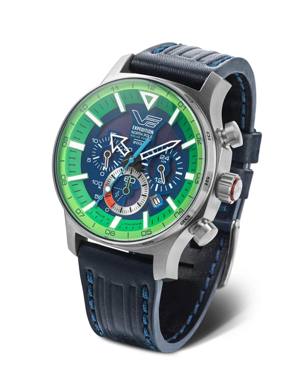 Vostok Europe Expedition North Pole Solar Chronograph Men's Watch with 2 Straps of Different variants, Green/Green, Sport