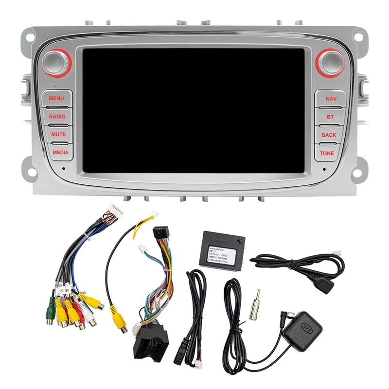 Car Stereo with GPS Navigation 7 Inch 60wx4 Screen Car Radio with Carplay Mirror Link Bluetooth Fm Radio for Ford Focus (Silver)