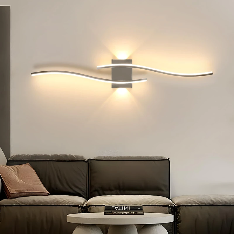 Comely LED Wall Light, Indoor Wave Shaped LED Wall Sconce Light Warm White 3000K, Wall Lighting Fixtures for Bedroom Living Room Corridor Hallway(Chrome)