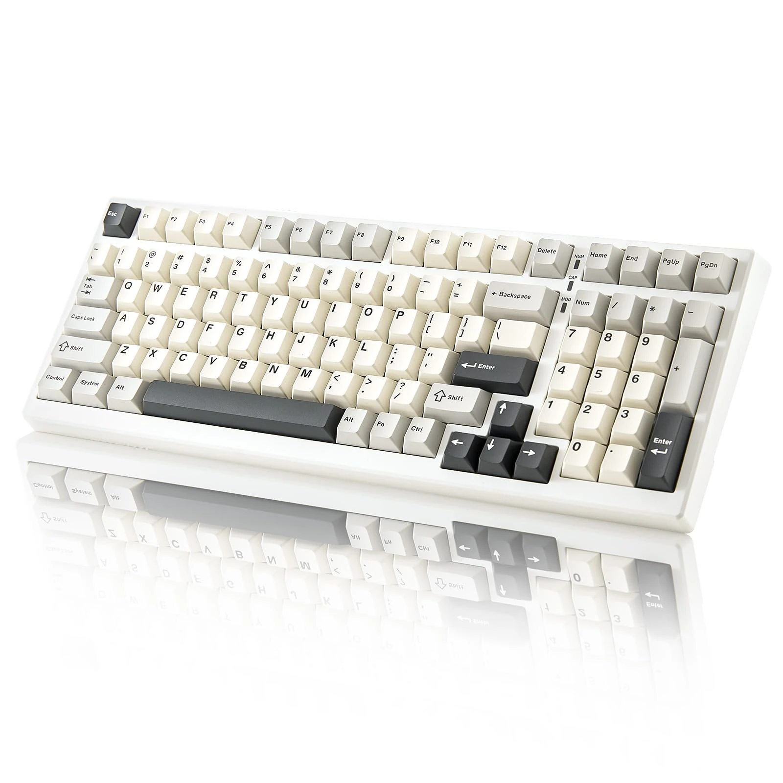 YUNZII YZ98 Gasket Mechanical Keyboard 99 Key Hot Swappable BT5.0/2.4G/USB-C Wireless Gaming Keyboard NKRO 98% 1800 Layout with RGB LED Backlit for Linux/Win/Mac (White, Cocoa Cream V2)