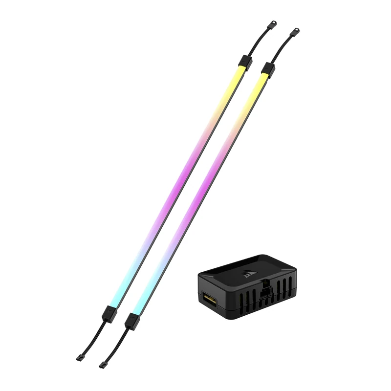 Corsair iCUE LINK LS430 Aurora RGB Light Strips 430mm Kit – 2x Magnetic Diffused Individually Addressable RGB LED Strips – iCUE LINK Adapter and ARGB to iCUE 3-Pin Adapter Cable Included