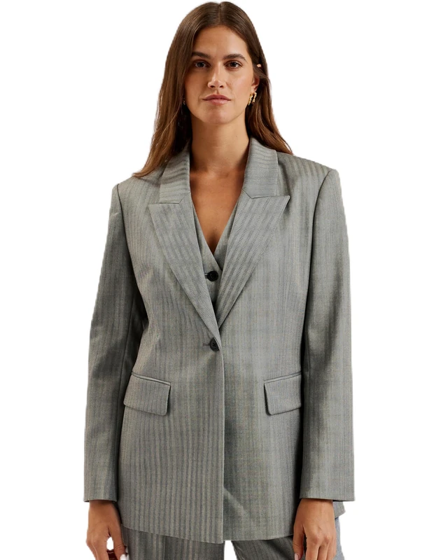 Ted Baker Womens Wmh-koa-Pinstripe Single Breasted Tailored Blazer, Dk-Grey, 6 UK