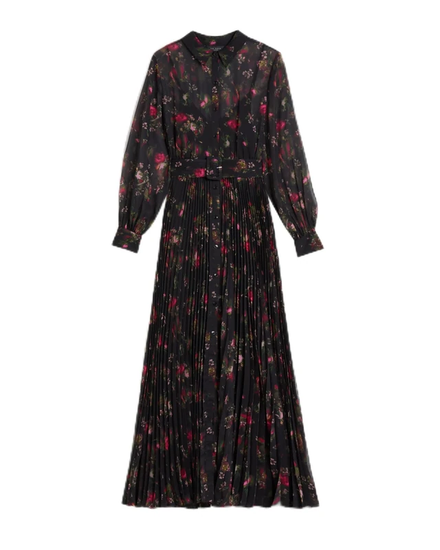Ted Baker Womens WMD-ceiba-Printed Maxi Shirt Formal Night Out Dress, Black, 12 UK