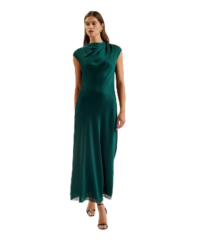 Ted Baker Womens WMD-Rimini-Draped Neck Detail Midi Special Occasion Dress, Dk-Green, 10 UK