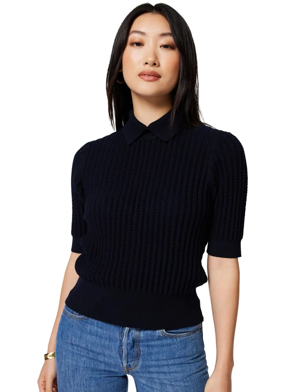 Ted Baker Womens Wmk-morliee-Puff Sleeve Fitted Sweater, Navy, 8 UK