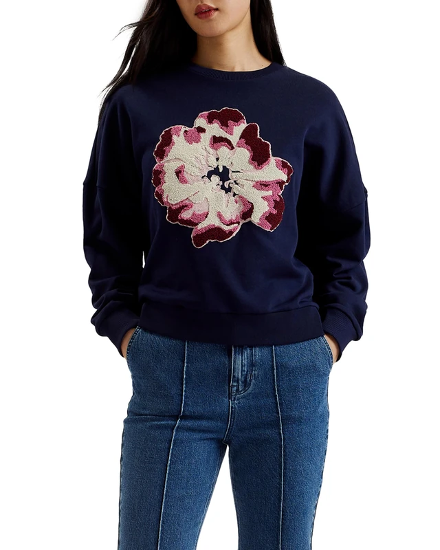 Ted Baker Womens Wmb-raynahh-Graphic Floral Sweatshirt, Navy, 12 UK