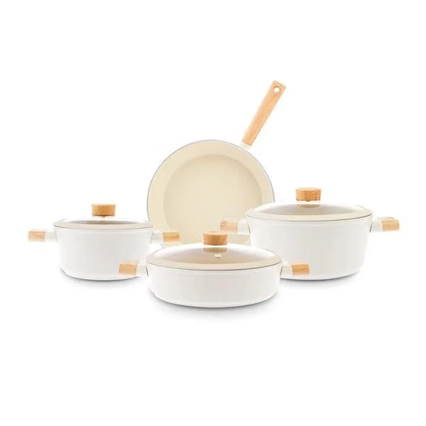 KARACA Swiss Crystal Woody Non-Stick Cookware Set, 7 Piece