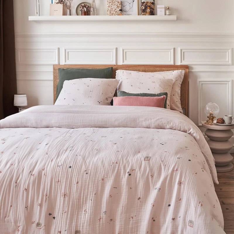 Printed Cotton Gauze Duvet Cover, Breakfast in Paris, 200 x 200 cm, Essix