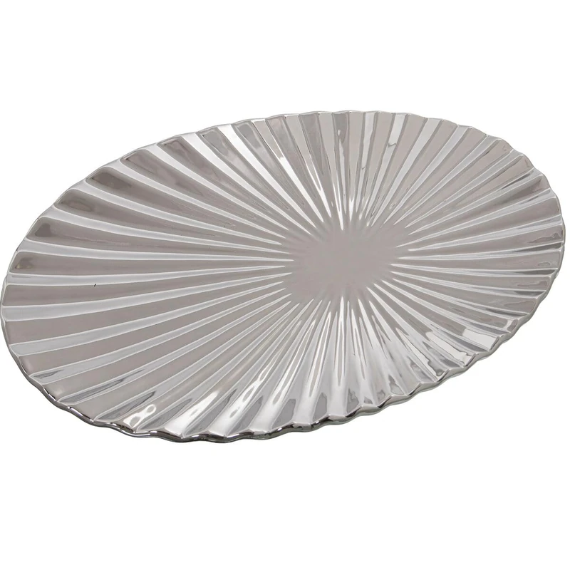 Alexandra House Living Centerpiece Silver Ceramic 5 x 36 x 23 cm - Image 1