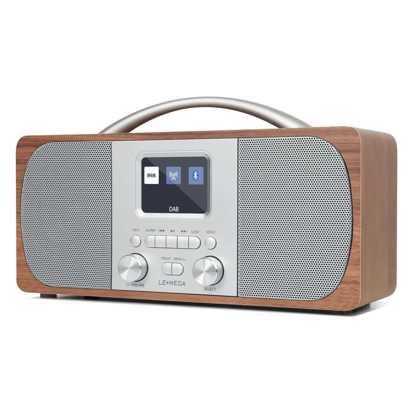 DAB Radio Mains Powered | Digital Radios Mains and Battery | DAB+ Radio Alarm Clock | FM Radio,Bluetooth,Dual Alarm | Powerful Stereo | Acoustic Wood Cabinet | 40 Presets,Headphone Jack | LEMEGA