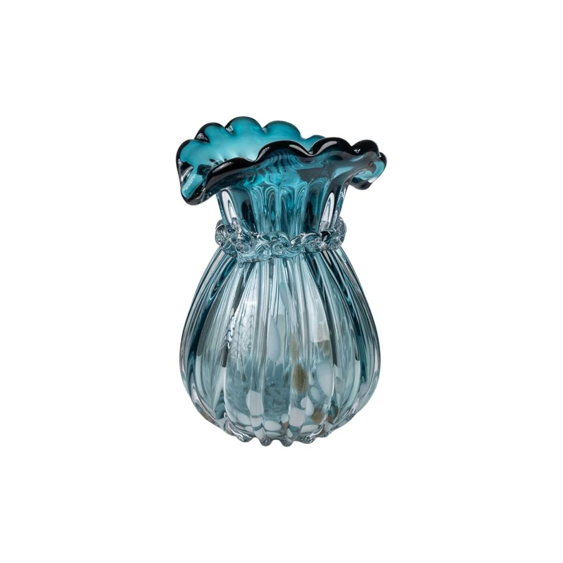 Romimex Vase Turquoise Glass 17 x 24 x 17 cm