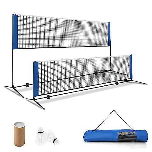 Shuttlecock Net with Stand, Badminton Net Height Adjustable with 2 Shuttlecocks & Carry Bag, Portable Net Stand Outdoor for Badminton Tennis Volleyball (420 cm)