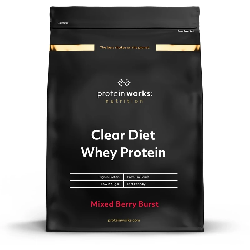 Protein Works | Clear Diet Whey Protein - Gold Innovation, Whey Protein Isolate Powder, Refreshing High Protein Drink, Mixed Berry Burst, 40 Servings, 1kg