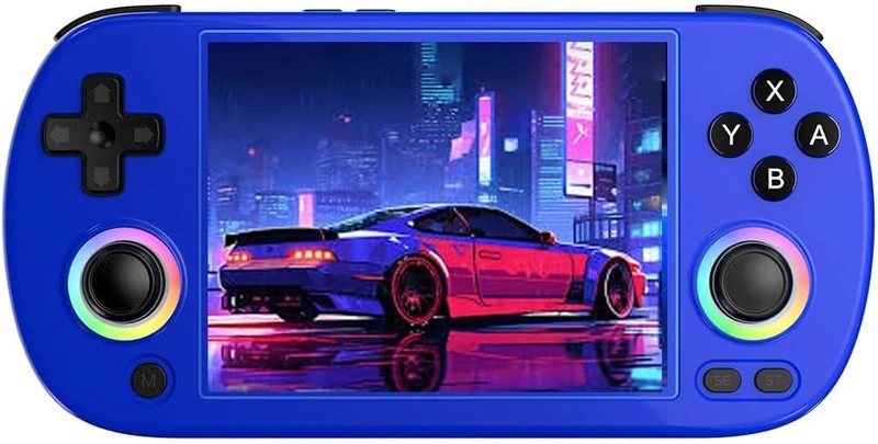 RG40XX H Handheld Game Console, Retro Game Console with RGB Joystick Lighting, 4 Inch IPS Screen Linux Built-in 64G TF Card and 5571 Games, Supports WiFi Blueto (Blue, 64G)
