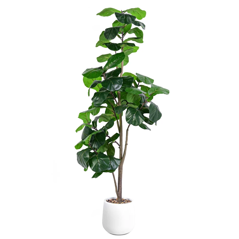 Jocoevol Artificial Fiddle Leaf Tree, 183CM Faux Plant Fake Ficus Lyrata Trees with White Planter, Artificial Fig Trees Floor Plants for House Office Living Room Indoor Home Decor, Housewarming Gift