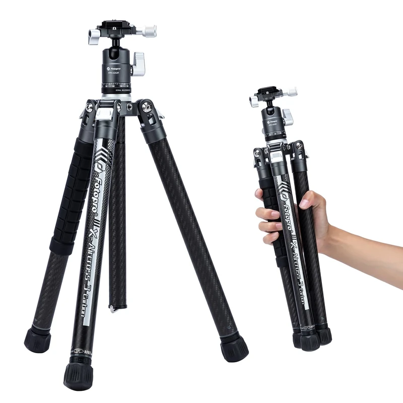 Fotopro 62 Inch Lightweight Travel Tripod For Camera Monopod 360 Ball Head Retractable Stable 2.07 lbs Ultralight Professional Carbon Fiber Tripod For DSLR Camera