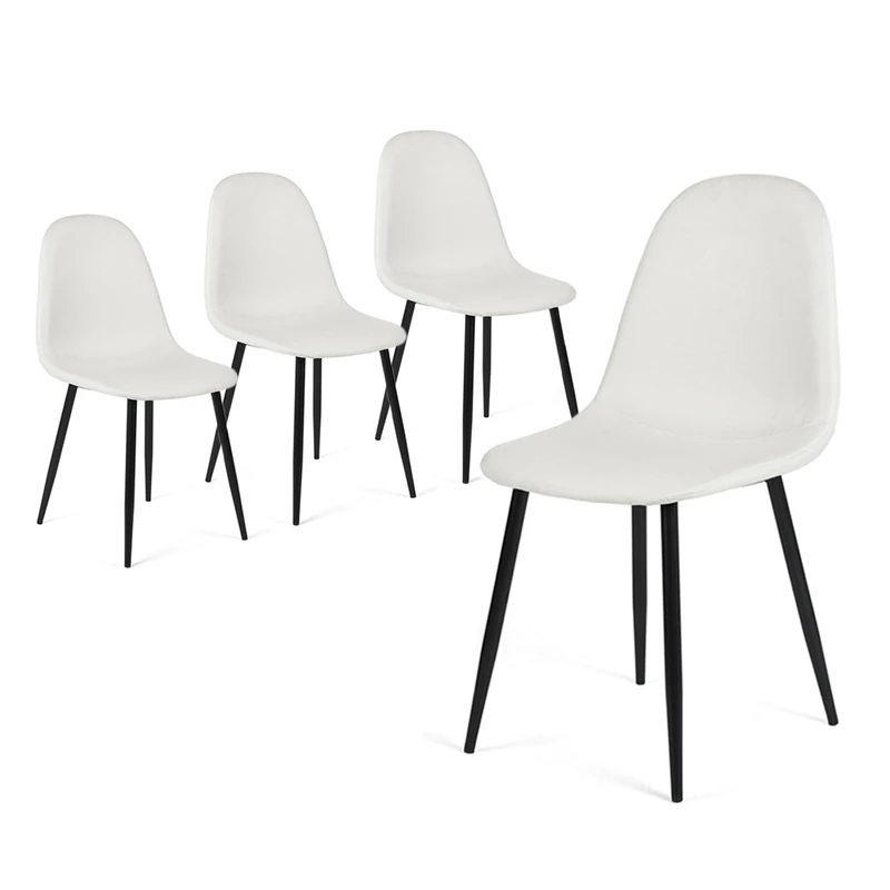 39F Furniture Dream Set of 4 Scandinavian dining room chairs in fabric and black metal legs for dining room, kitchen, living room - Image 1