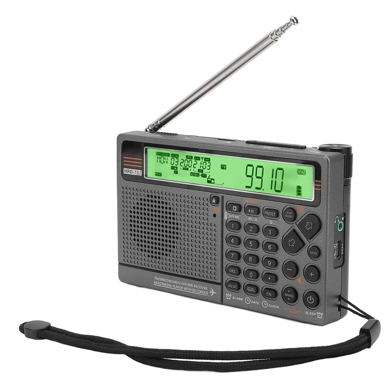 Multi Band SW FM MW AIR WB V UHF, Portable Radio, APP Control BT Playback Digital Radio with 3.5mm Headphone Jack, SOS Alarm and Flashlight (Green)