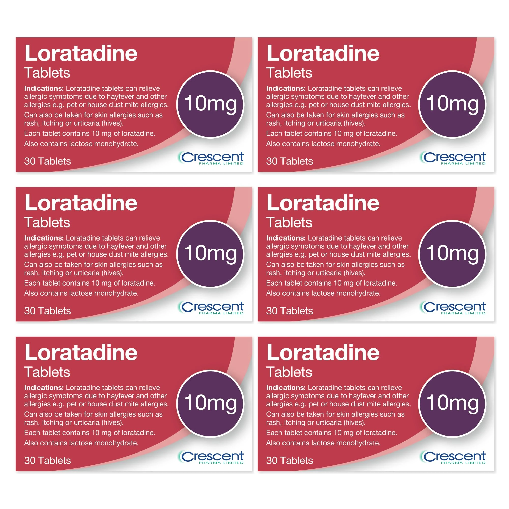 Loratadine 10mg Tablets - 6 Month Supply - Hayfever & Allergy Relief - (30x6) GSL